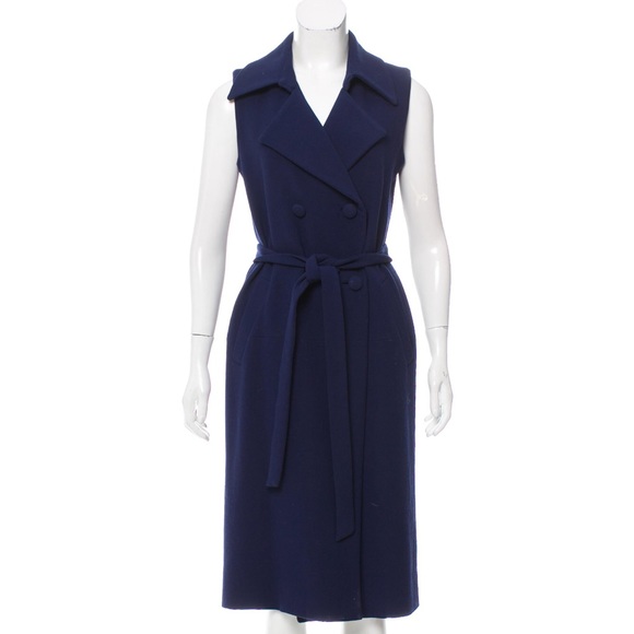 Navy Alexis Wool double-breasted classic wrap dress with buttons - Picture 1 of 3